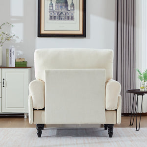 English Elm Modern Chenille Fabric Recliner Chaise Lounge Sofa with High-Resilience Foam, 550LB Capacity, Cozy Plush Backrest and Armrests for Living Room Relaxation Beige W395P371331