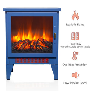 English Elm 18 Inch Freestanding Electric Fireplace Stove with 3d Led Flame and Matte Black Finish W1769P345280