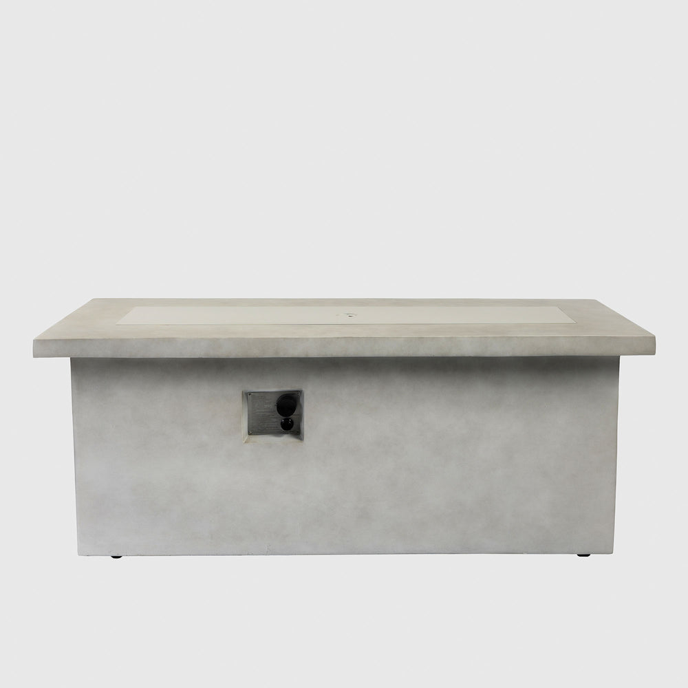 English Elm 60" 70in Concrete Propane Fire Pit Table 60000 BTU with Storage Cabinet, Pulse Ignition, Light Gray W853P202206