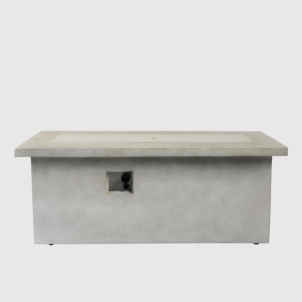 English Elm 60" 70in Concrete Propane Fire Pit Table 60000 BTU with Storage Cabinet, Pulse Ignition, Light Gray W853P202206