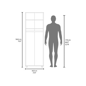 English Elm Aurora White Two-Door Armoire with Rod & Two Interior Shelves, MDF Closet Storage, Easy Assembly B200S00422