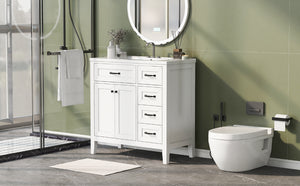 English Elm 36" Elegant Bathroom Vanity With Sink Combo - Modern White Cabinet, Durable Design & Ample Storage N725P246491K
