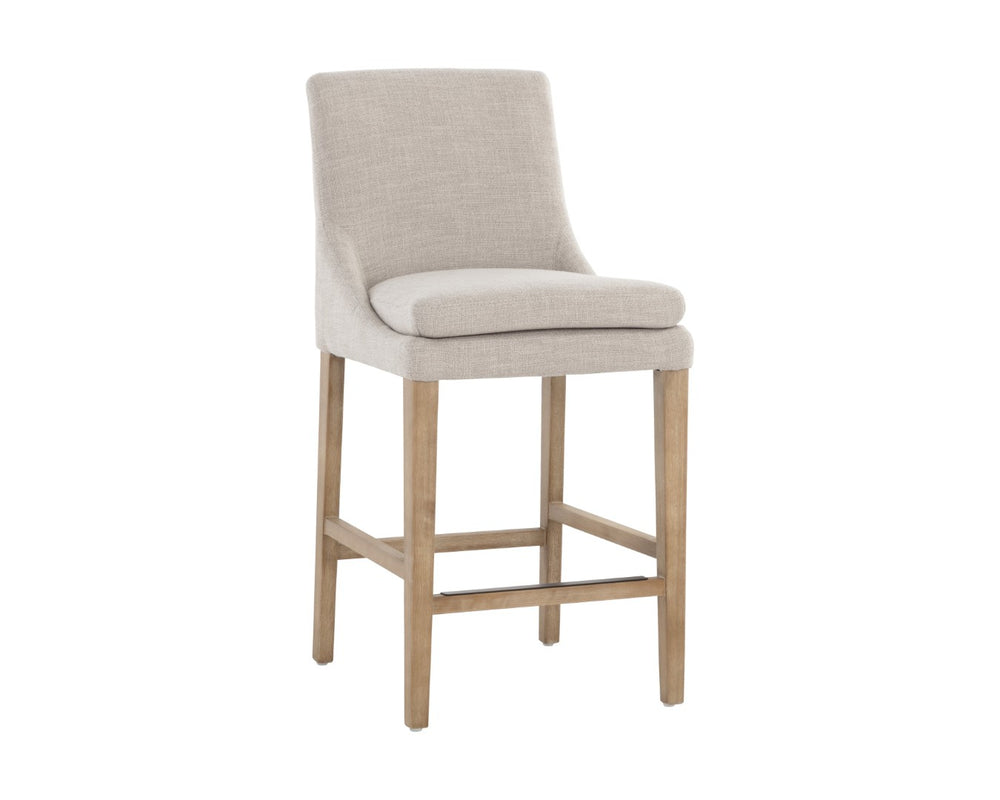 Sunpan ROSINE Counter Stool - Effie Flax Upholstered Design with Solid Birch Legs for Modern Comfort & Style 108584