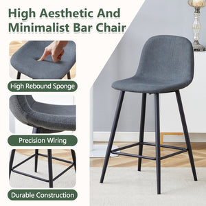 English Elm Modern Quilted Pu Leather Barstools Set of Two with Black Metal Legs for Kitchen Islands W1151P242028