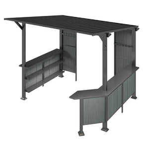 English Elm 9x10ft Hardtop Outdoor Grill Gazebo Galvanized Steel Canopy with Shelves for Patio Gray W1859S00180
