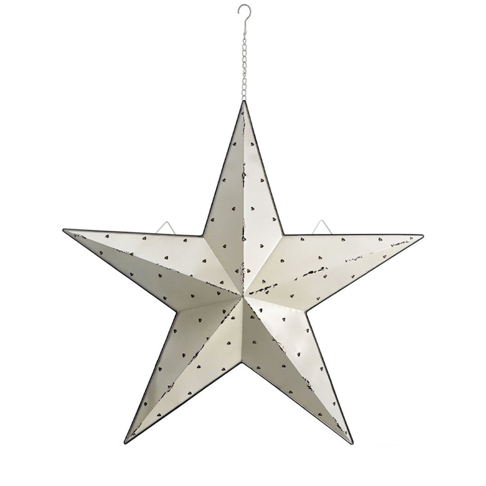 HomeRoots 35" Rustic White Galvanized Metal Star Wall Decor – Charming Americana Home Accent for Any Room 636063