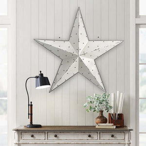 HomeRoots 35" Rustic White Galvanized Metal Star Wall Decor – Charming Americana Home Accent for Any Room 636063