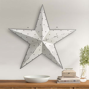 HomeRoots 35" Rustic White Galvanized Metal Star Wall Decor – Charming Americana Home Accent for Any Room 636063