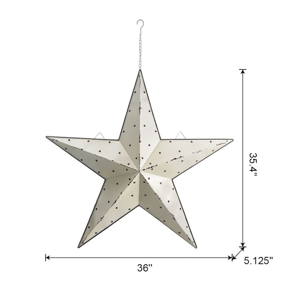 HomeRoots 35" Rustic White Galvanized Metal Star Wall Decor – Charming Americana Home Accent for Any Room 636063