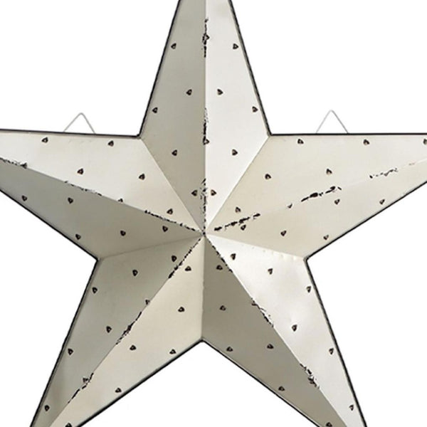 HomeRoots 35" Rustic White Galvanized Metal Star Wall Decor – Charming Americana Home Accent for Any Room 636063