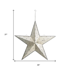 HomeRoots 35" Rustic White Galvanized Metal Star Wall Decor – Charming Americana Home Accent for Any Room 636063