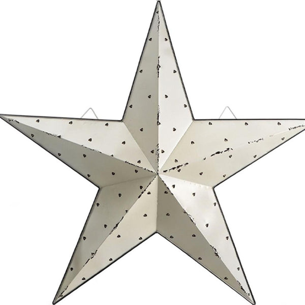 HomeRoots 35" Rustic White Galvanized Metal Star Wall Decor – Charming Americana Home Accent for Any Room 636063