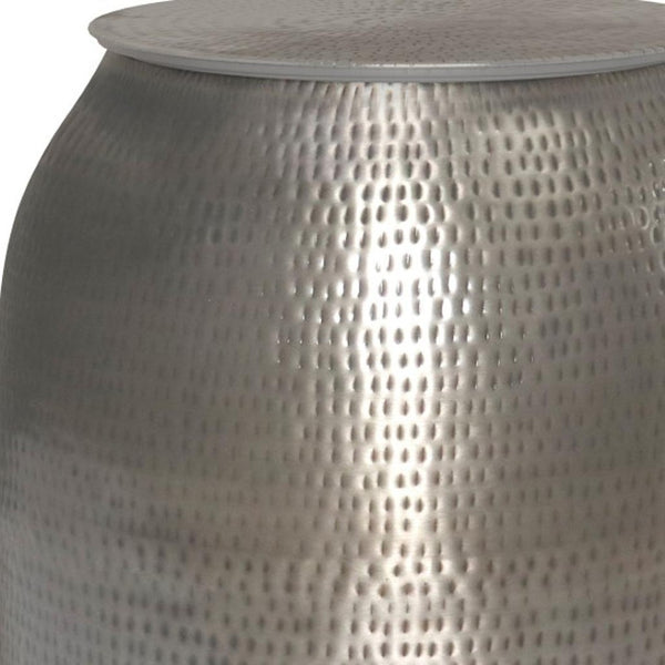 HomeRoots 21" Silver Metal Round End Table - Modern Accent for Living Rooms, Bedrooms, or Offices, No Assembly! 636068