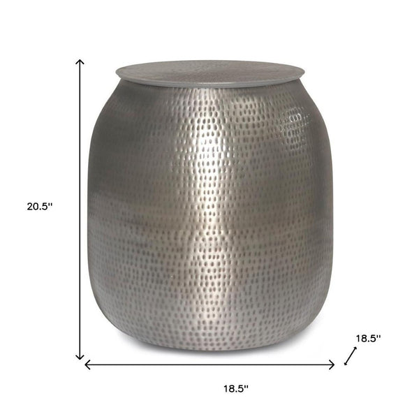 HomeRoots 21" Silver Metal Round End Table - Modern Accent for Living Rooms, Bedrooms, or Offices, No Assembly! 636068
