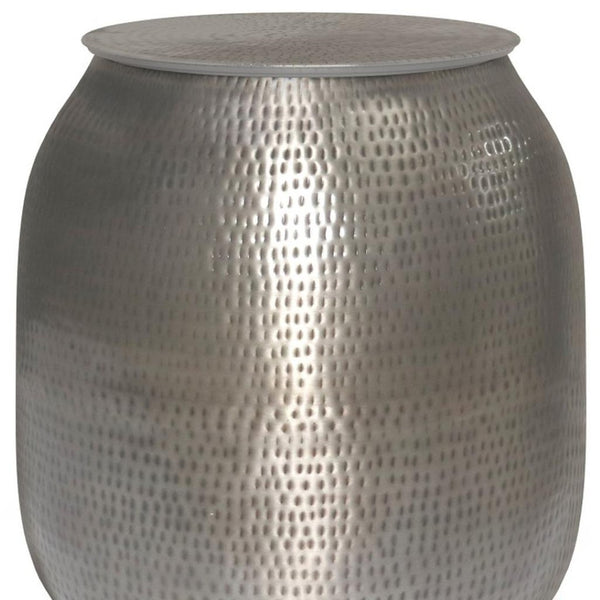 HomeRoots 21" Silver Metal Round End Table - Modern Accent for Living Rooms, Bedrooms, or Offices, No Assembly! 636068