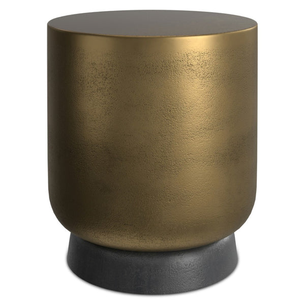 HomeRoots 18" Antiqued Brass Aluminum Round End Table - Stylish Accent Piece for Small Spaces, Versatile Use 636069