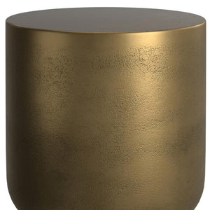 HomeRoots 18" Antiqued Brass Aluminum Round End Table - Stylish Accent Piece for Small Spaces, Versatile Use 636069