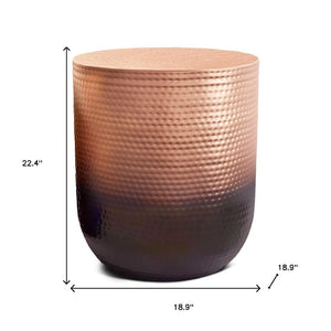 HomeRoots 22" Copper Metal Round End Table - Elegant Accent for Living Spaces, No Assembly, Multi-Functional Design 636070