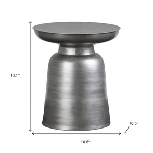 HomeRoots 18" Silver Metal Round End Table - Modern Accent, Durable All-Metal Design, Fully Assembled Style 636071