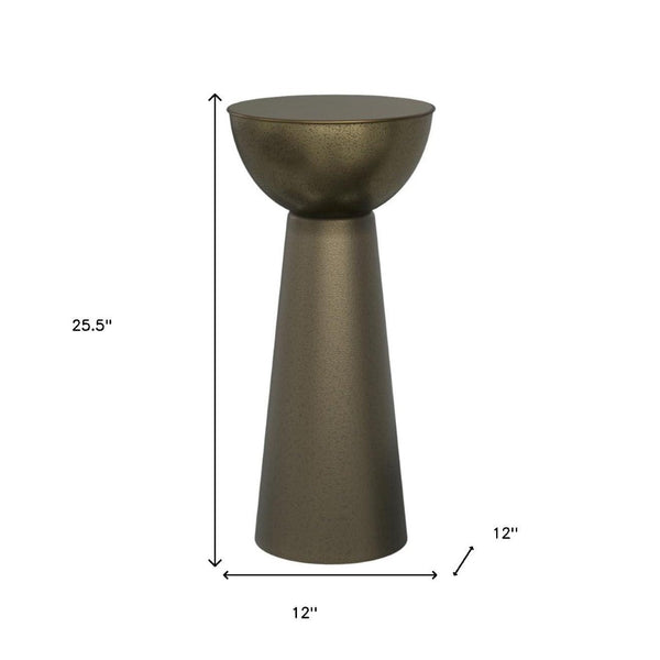 HomeRoots 26" Antiqued Gold Round End Table – Elegant Metal Accent for Modern & Classic Home Decor Spaces 636073
