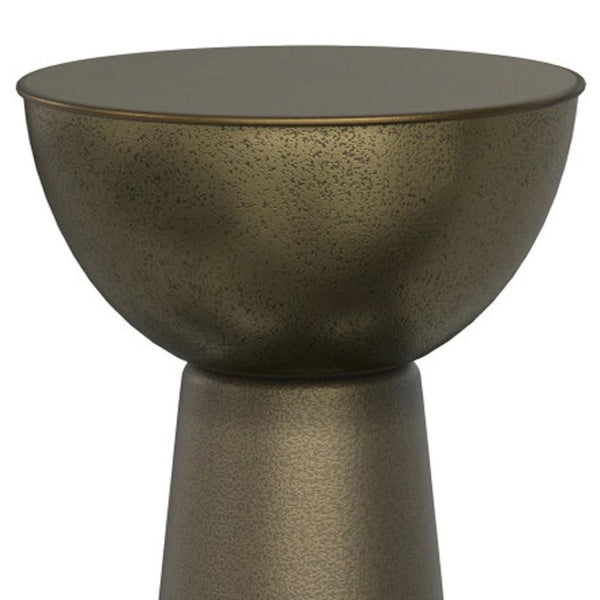 HomeRoots 26" Antiqued Gold Round End Table – Elegant Metal Accent for Modern & Classic Home Decor Spaces 636073