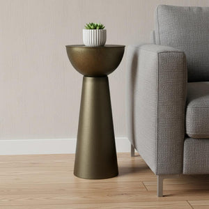 HomeRoots 26" Antiqued Gold Round End Table – Elegant Metal Accent for Modern & Classic Home Decor Spaces 636073