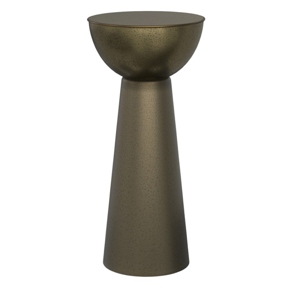 HomeRoots 26" Antiqued Gold Round End Table – Elegant Metal Accent for Modern & Classic Home Decor Spaces 636073