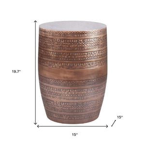 HomeRoots 20" Copper Metal Round End Table - Stylish Bohemian Accent for Living Room, Bedroom, or Nook 636074