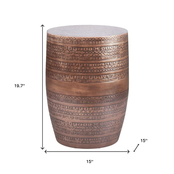 HomeRoots 20" Copper Metal Round End Table - Stylish Bohemian Accent for Living Room, Bedroom, or Nook 636074