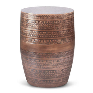 HomeRoots 20" Copper Metal Round End Table - Stylish Bohemian Accent for Living Room, Bedroom, or Nook 636074