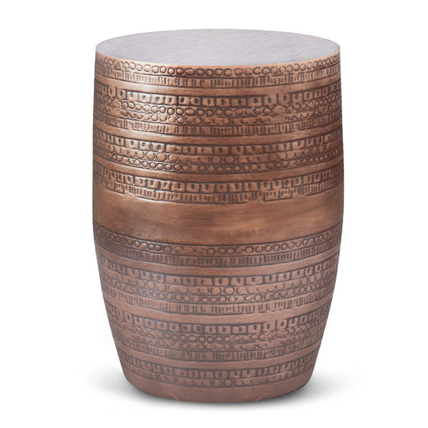 HomeRoots 20" Copper Metal Round End Table - Stylish Bohemian Accent for Living Room, Bedroom, or Nook 636074