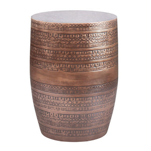 HomeRoots 20" Copper Metal Round End Table - Stylish Bohemian Accent for Living Room, Bedroom, or Nook 636074