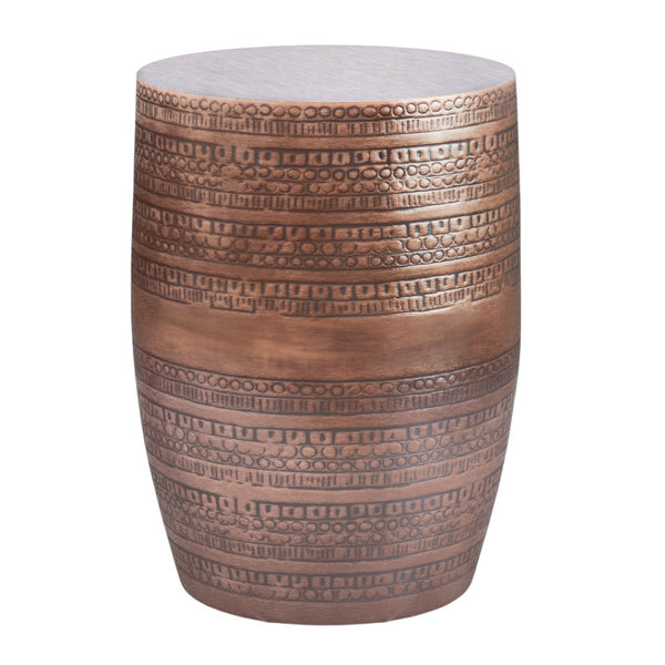 HomeRoots 20" Copper Metal Round End Table - Stylish Bohemian Accent for Living Room, Bedroom, or Nook 636074