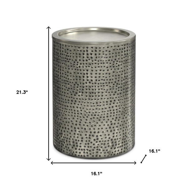 HomeRoots 21" Nickel Iron Round End Table - Stylish Compact Design, Durable Construction, Versatile Use for Any Space 636075