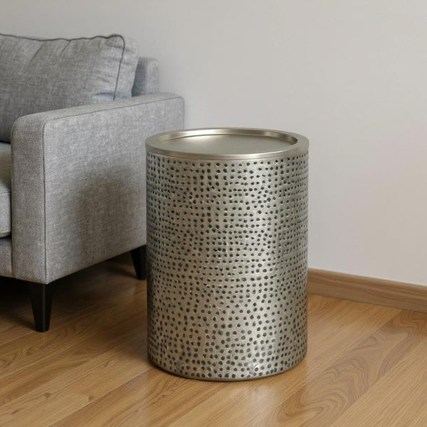 HomeRoots 21" Nickel Iron Round End Table - Stylish Compact Design, Durable Construction, Versatile Use for Any Space 636075
