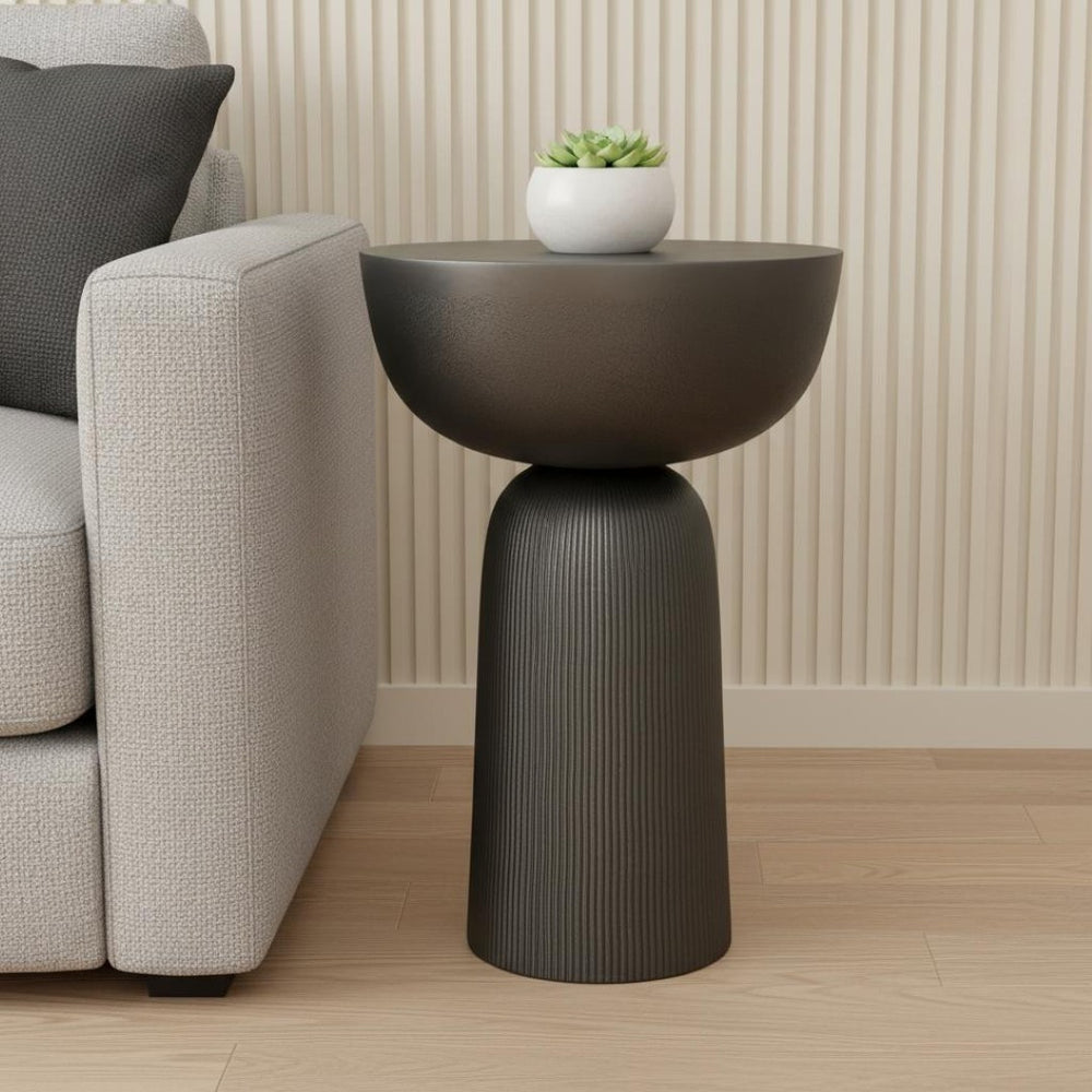 HomeRoots 21" Black Aluminum Round End Table - Modern, Durable Accent for Living Room, Bedside, or Small Spaces 636076