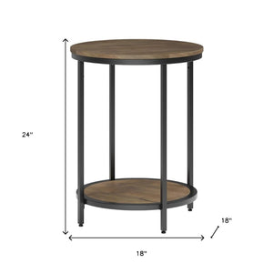 HomeRoots 24" Granite Gray Metal Round End Table - Stylish Industrial Design, Versatile Use, Durable & Compact 636077