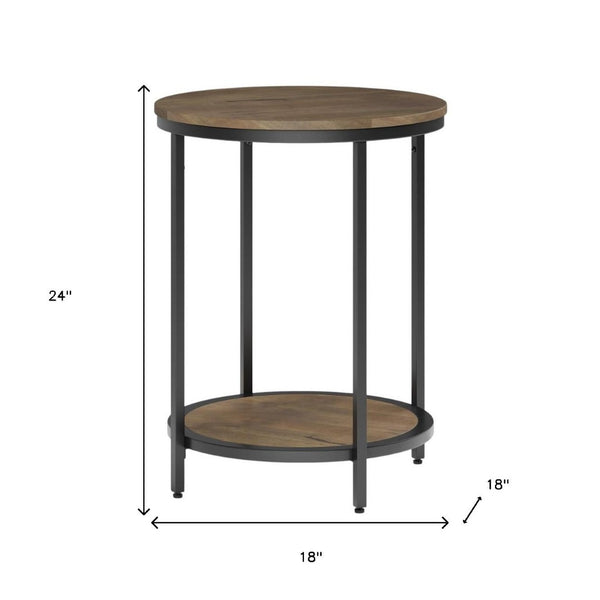 HomeRoots 24" Granite Gray Metal Round End Table - Stylish Industrial Design, Versatile Use, Durable & Compact 636077