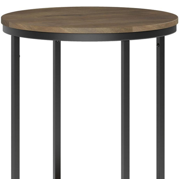 HomeRoots 24" Granite Gray Metal Round End Table - Stylish Industrial Design, Versatile Use, Durable & Compact 636077