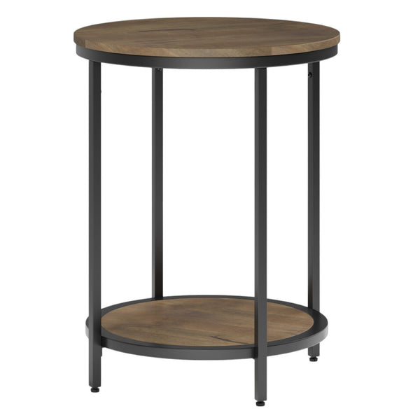 HomeRoots 24" Granite Gray Metal Round End Table - Stylish Industrial Design, Versatile Use, Durable & Compact 636077