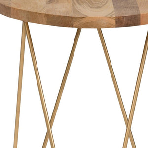 HomeRoots 21" Gold Metal Round End Table - Elegant Modern Accent for Living Spaces, Compact & Versatile Design 636078