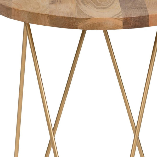 HomeRoots 21" Gold Metal Round End Table - Elegant Modern Accent for Living Spaces, Compact & Versatile Design 636078