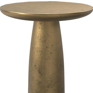 HomeRoots 20" Antiqued Brass Aluminum Round End Table – Elegant Accent for Living Spaces, Fully Assembled & Versatile 636079