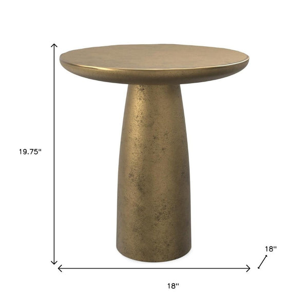 HomeRoots 20" Antiqued Brass Aluminum Round End Table – Elegant Accent for Living Spaces, Fully Assembled & Versatile 636079