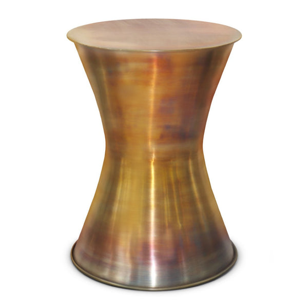 HomeRoots 20" Antiqued Brass Metal Round End Table - Stylish Accent Piece for Modern and Vintage Spaces 636080