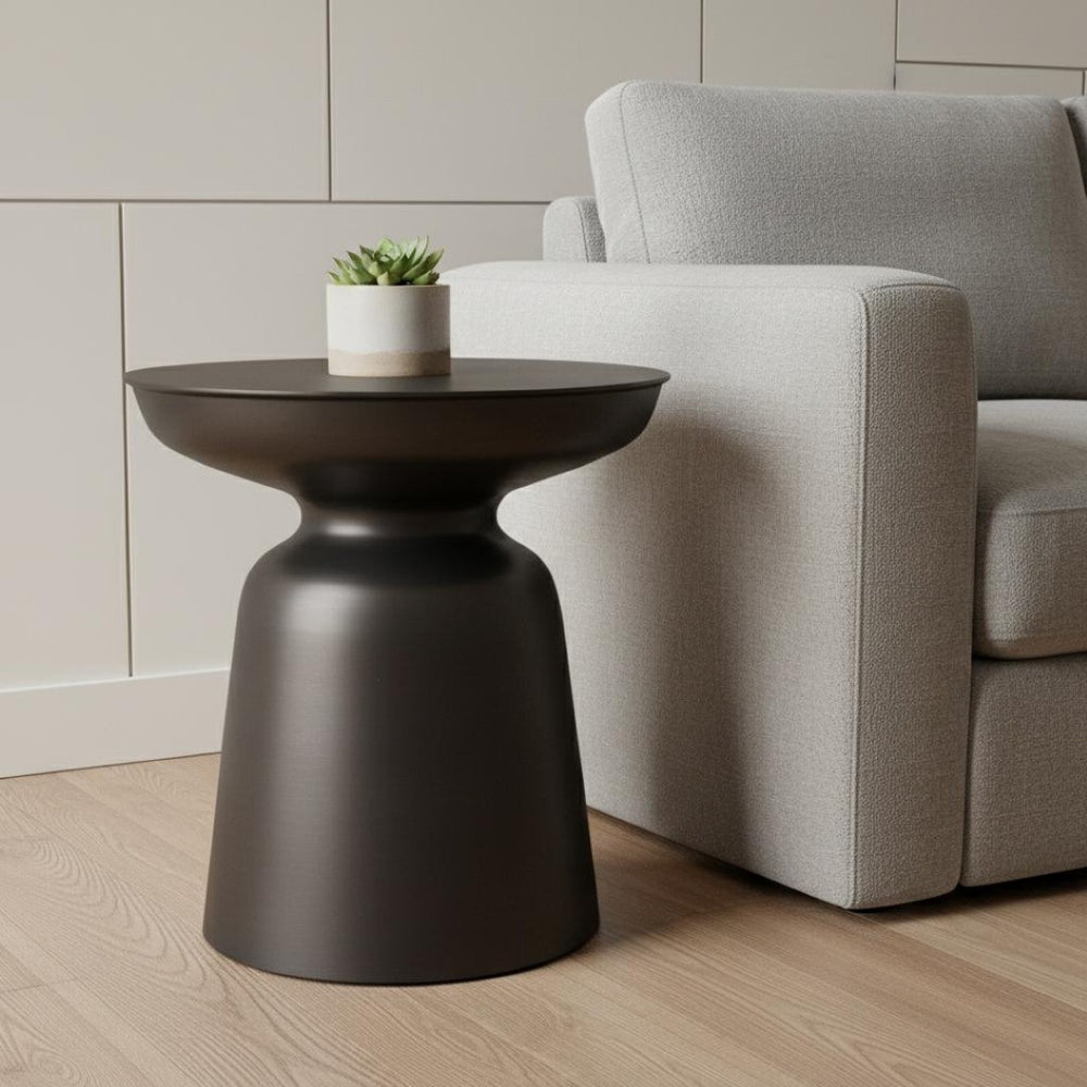HomeRoots 18" Copper Metal Round End Table - Sleek, Modern Design for Small Spaces & Versatile Use Options 636081