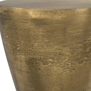 HomeRoots 18" Antiqued Brass Aluminum Round End Table – Elegant Accent for Living Room, Bedside, or Entryway 636082