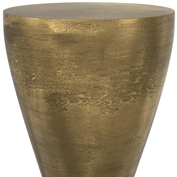 HomeRoots 18" Antiqued Brass Aluminum Round End Table – Elegant Accent for Living Room, Bedside, or Entryway 636082