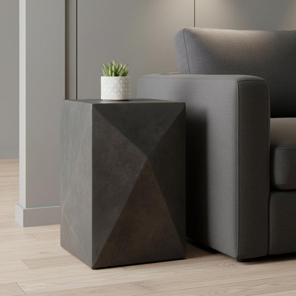 HomeRoots 18" Graphite Aluminum Square End Table – Modern Compact Design for Versatile Use in Any Space! 636083
