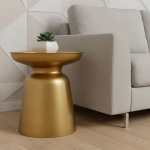 HomeRoots 18" Gold Metal Round End Table - Modern Glam Accent for Small Spaces, Fully Assembled & Versatile Use 636084